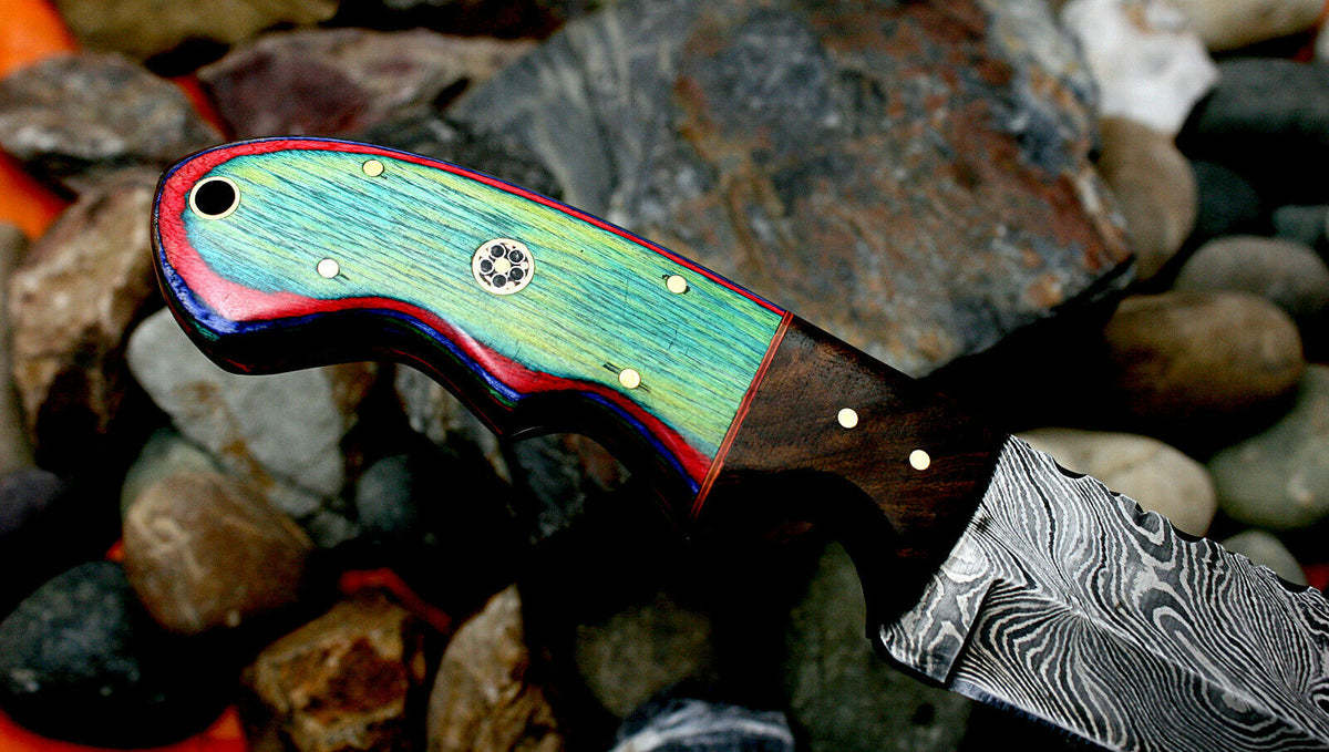 Custom Handmade Damascus Steel Camping Hunting EDC Knife