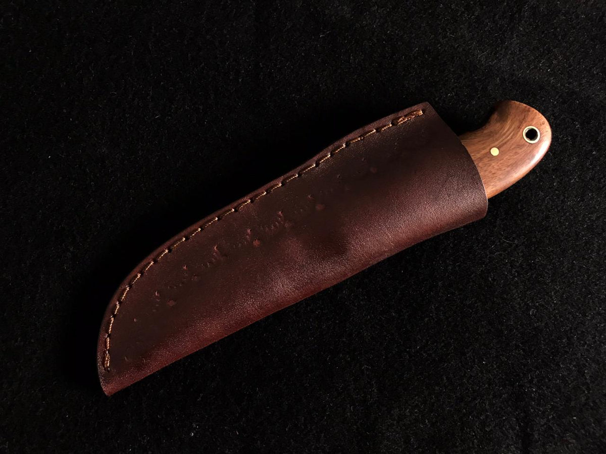 Handcrafted Rosewood Handle Knife with Damascus Skinning Blade