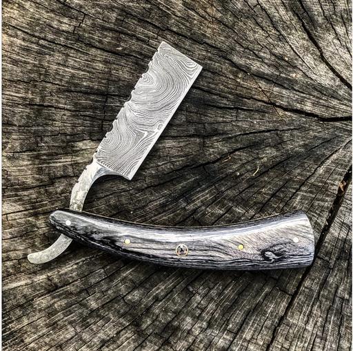 Damascus steel straight razor - NB CUTLERY LTD