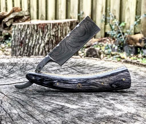 Damascus steel straight razor - NB CUTLERY LTD