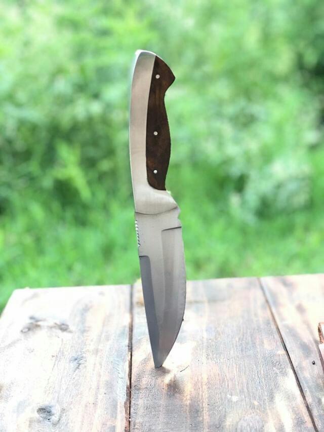 CUSTOM HANDMADE 1095 STEEL HUNTING KNIFE HANDLE PAKKA WOOD