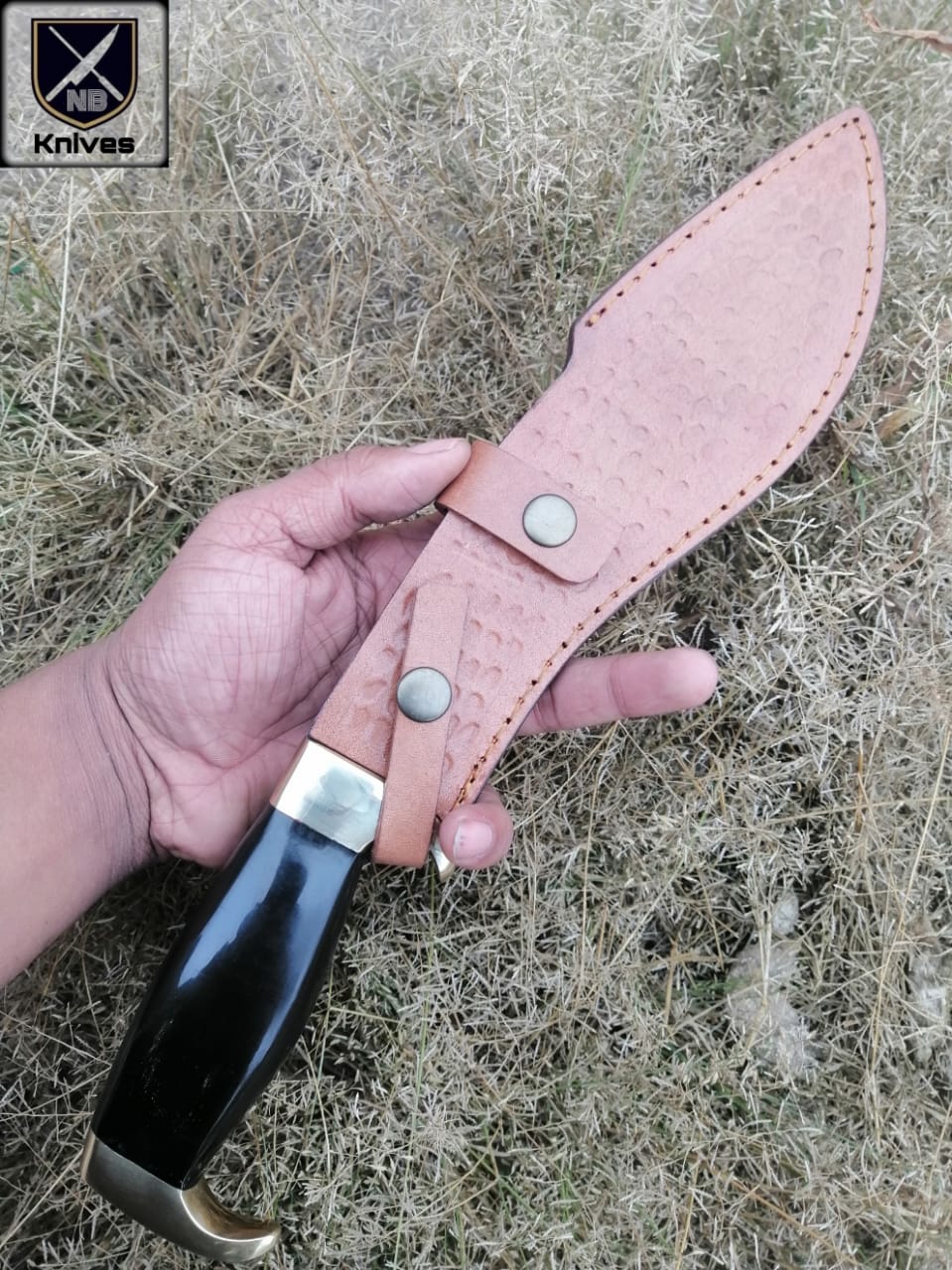 CUSTOM HANDMADE DAMASCUS KUKRI KNIFE WITH LEATHER SHEATH