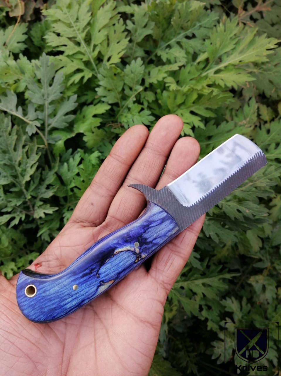 CUSTOM HANDMADE COW BOY BULL CUTTER KNIFE WITH LEATHER SHEATH