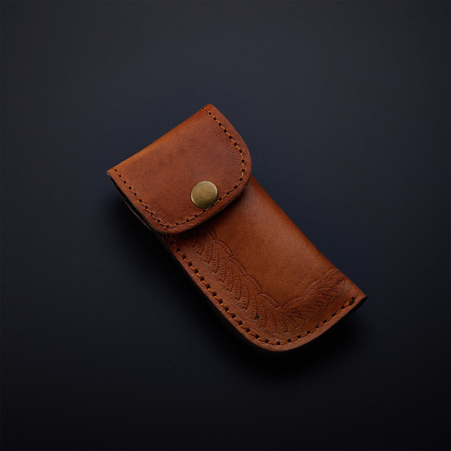 CUSTOM HANDMADE DAMASCUS POCKET KNIFE WITH LEATHER SHEATH