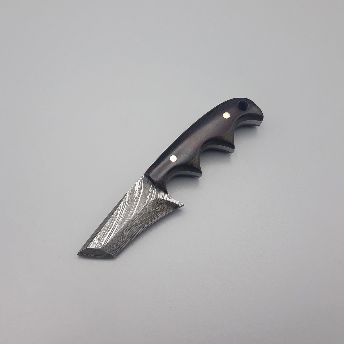 Handmade Damascus Skinner Knife with Micarta Handle & Leather Sheath