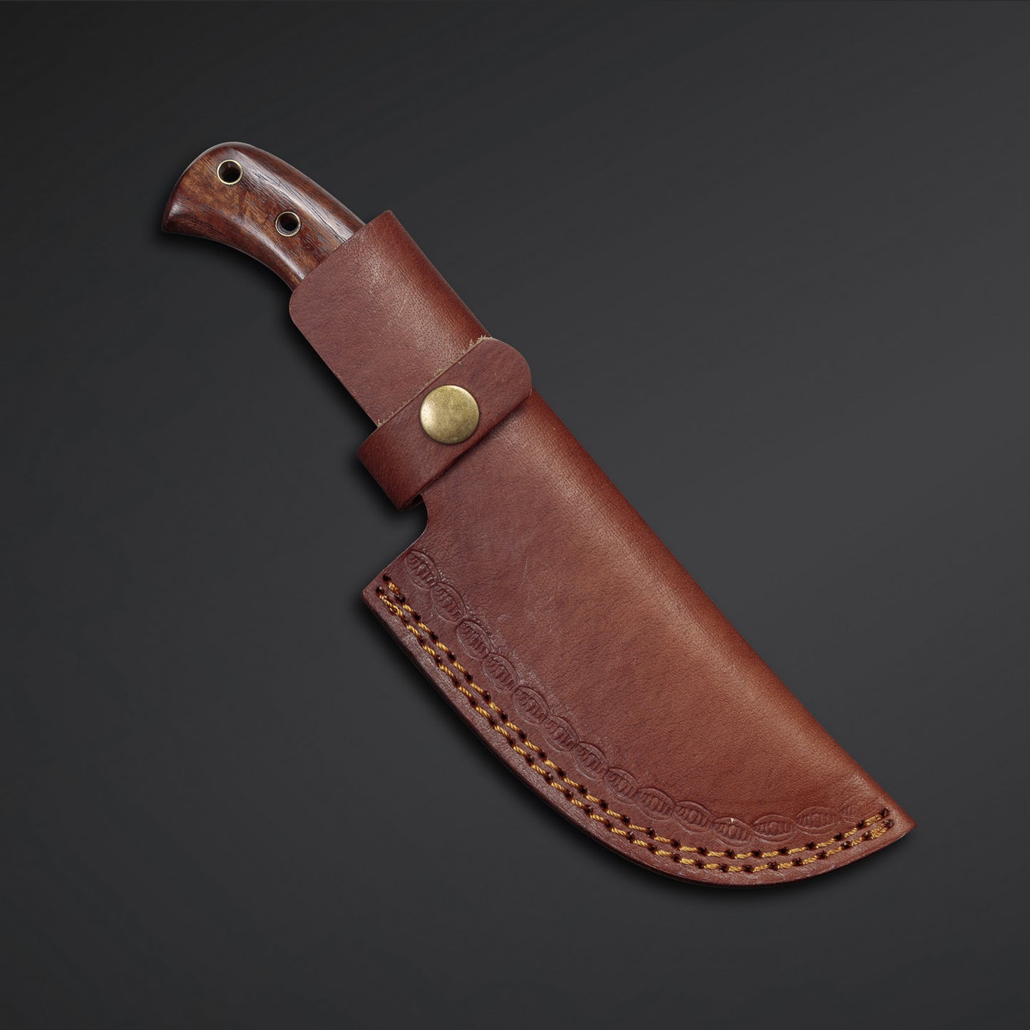 CUSTOM HANDMADE DAMASCUS TRACKER KNIFE WITH LEATHER SHEATH