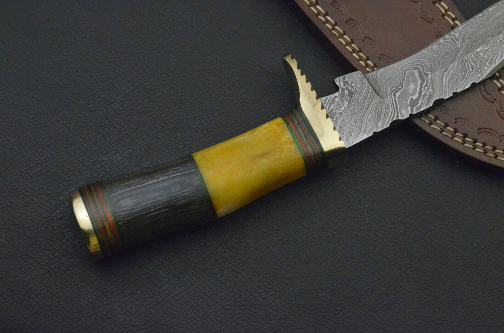CUSTOM HANDMADE DAMASCUS STEEL BOWIE KNIFE UNIQUE STYLE
