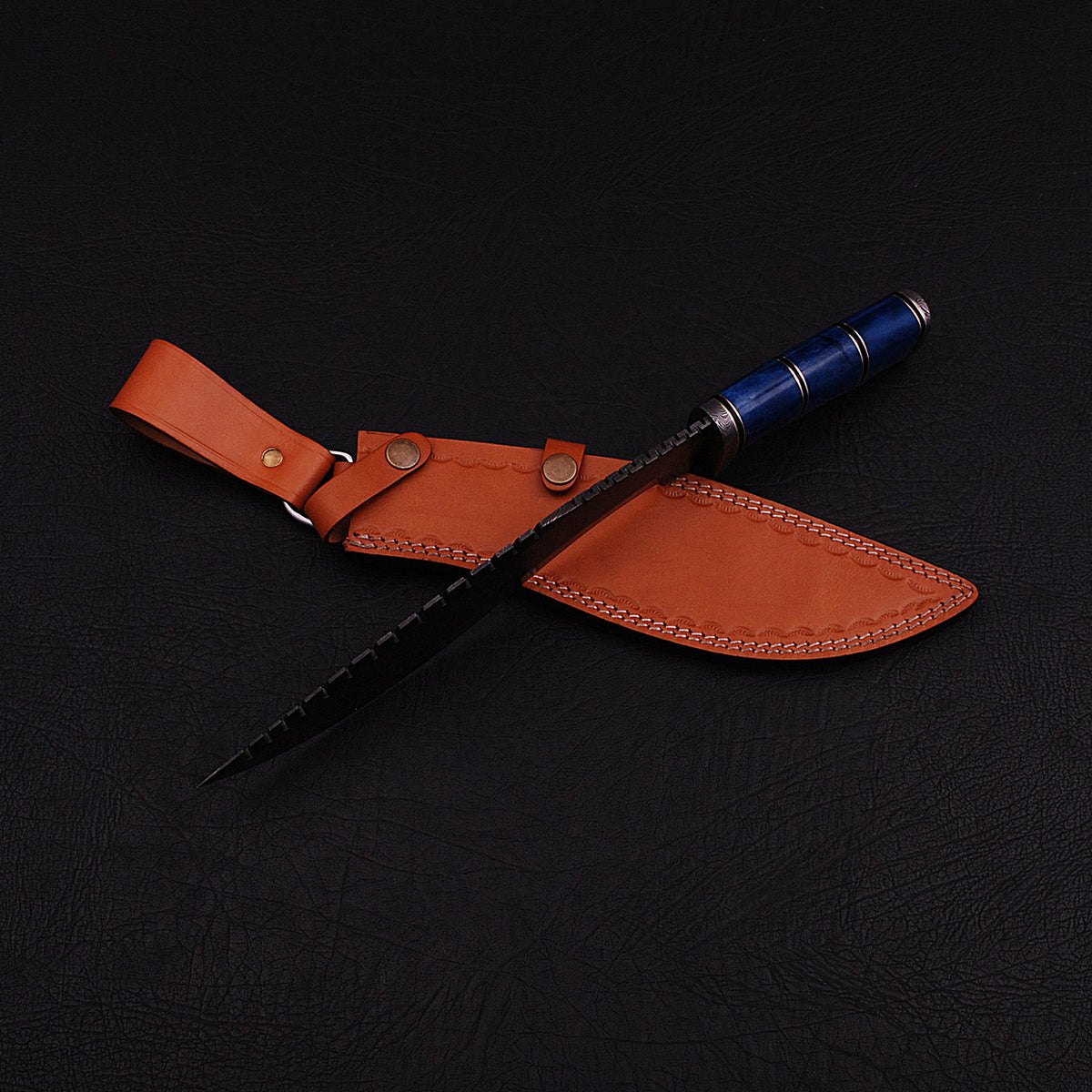 Handmade Damascus Steel Kukri Knife with Leather Sheath