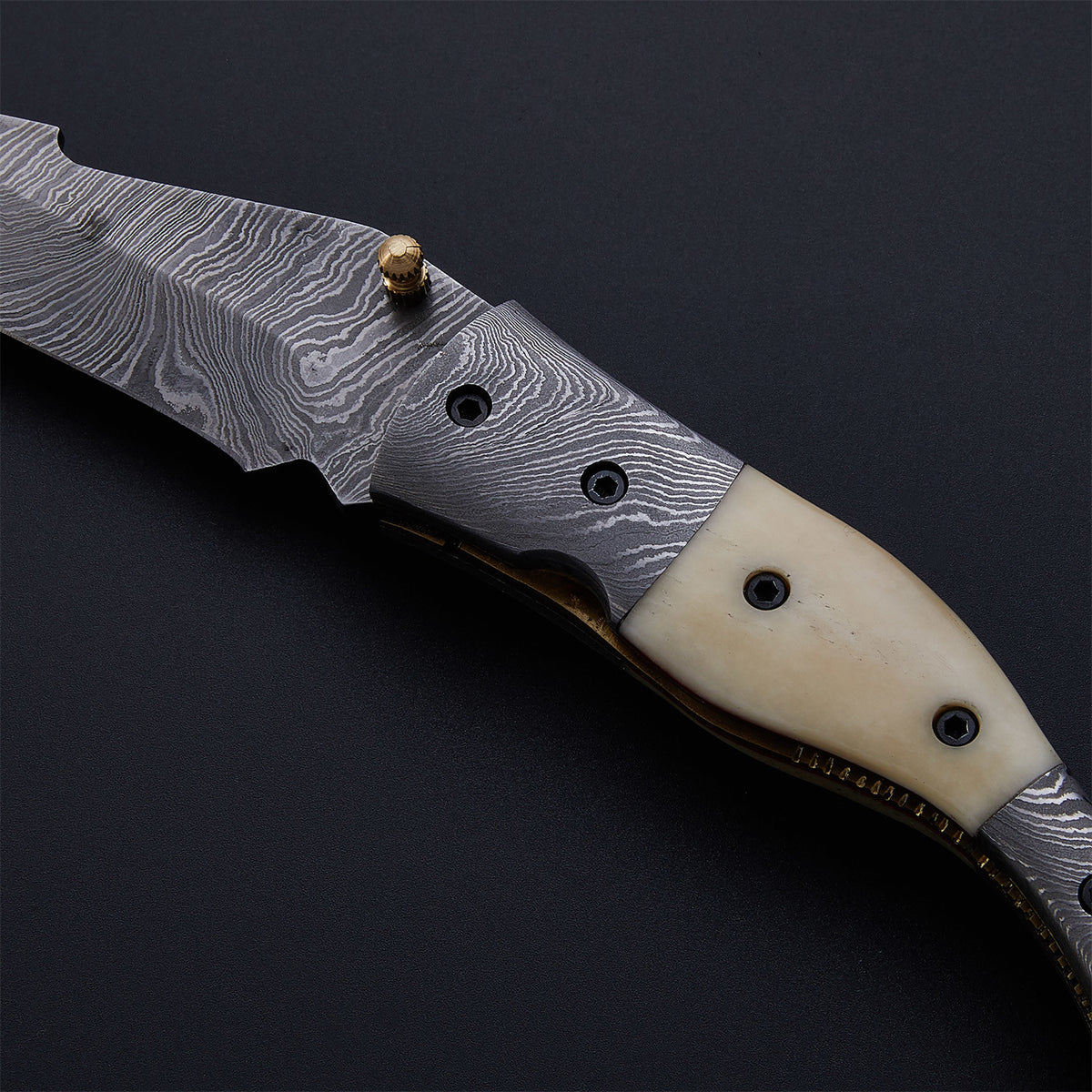 CUSTOM HANDMADE DAMASCUS POCKET KNIFE WITH LEATHER SHEATH