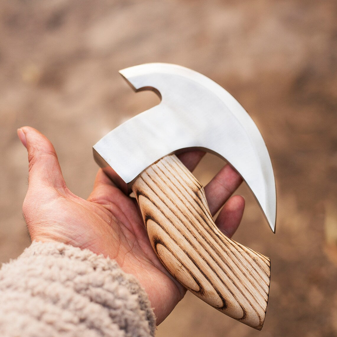 |NB KNIVES| Custom Handmade Carbon Steel Viking Pizza Axe, Viking Pizza Cutter Axe, Viking Bearded Camping Axe, Best Birthday & Anniversary Gift For Him