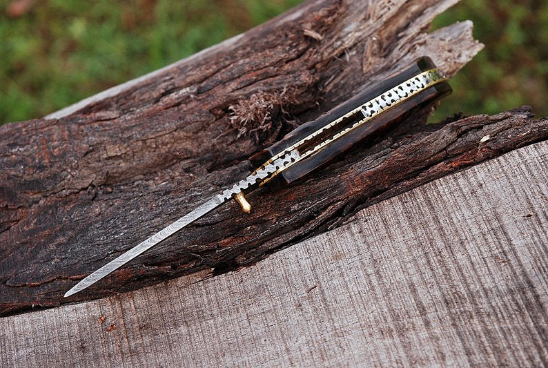 Damask Pocket Knife, Damascus Folding Knife - NB CUTLERY LTD