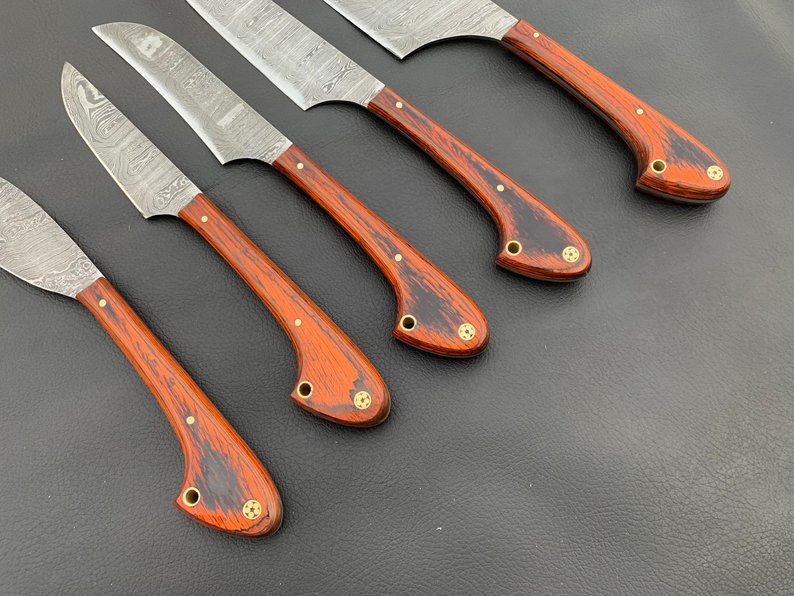 A Beautiful Newly Design Custom Made Damascus Steel Chef Knives Set - NB CUTLERY LTD