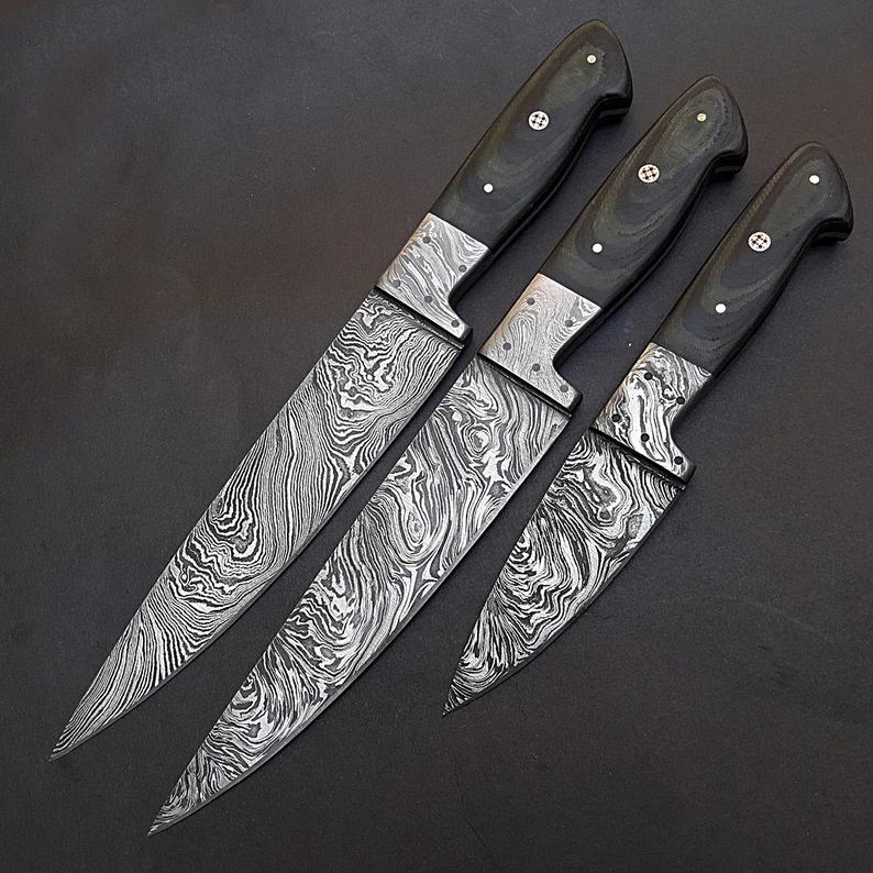 BEAUTIFULL FANCY CUSTOM HANDMADE CHEF KNIFE SET, HANDLE MADE STEEL  BOASTERS,WOOD – Knife Master Industry