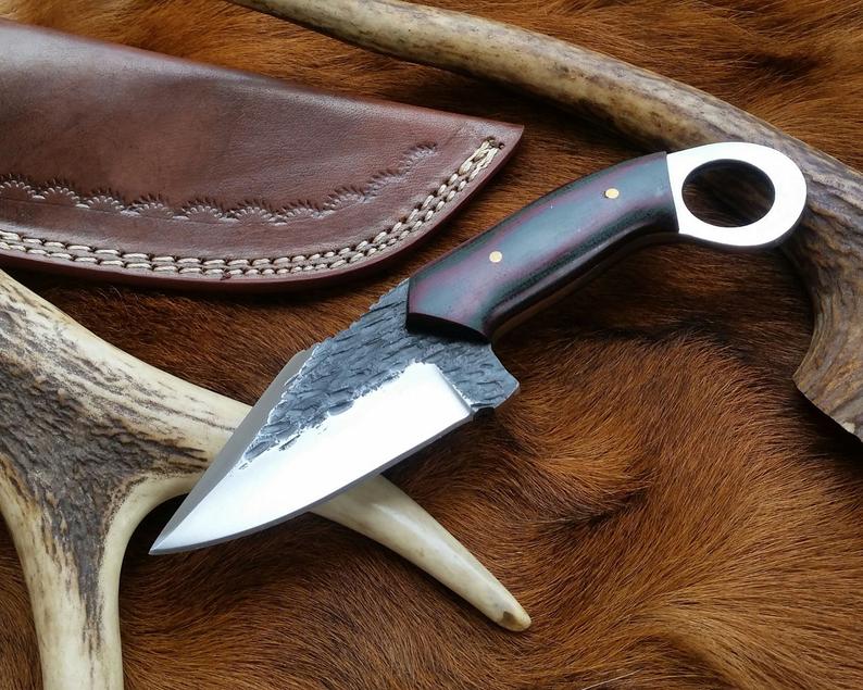 Handcrafted 1095 High Carbon Steel Skinner Knife with Micarta Handle & Leather Sheath