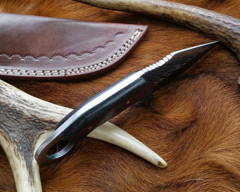 Handcrafted 1095 High Carbon Steel Skinner Knife with Micarta Handle & Leather Sheath