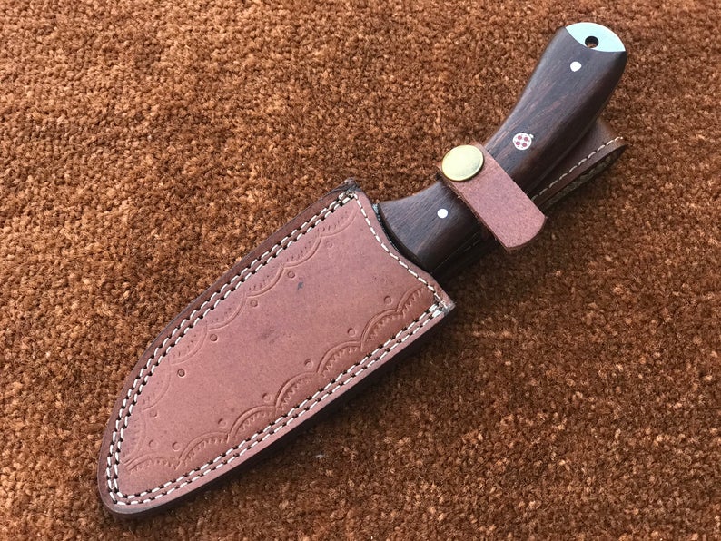 |NB KNIVES| CUSTOM HANDMADE DAMASCUS HUNTING KNIFE HANDLE ROSEWOOD