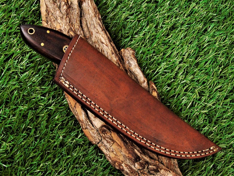 |NB KNIVES| CUSTOM HANDMADE DAMASCUS HUNTING KNIFE Handle Rose Wood