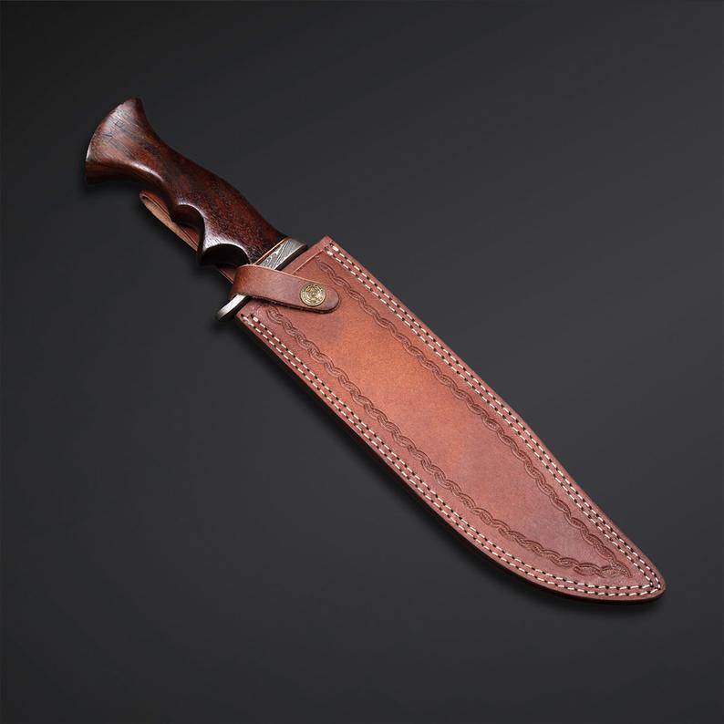 |NB KNIVES| CUSTOM HANDMADE DAMASCUS STEEL HUNTING KNIFE WITH LEATHER SHEATH