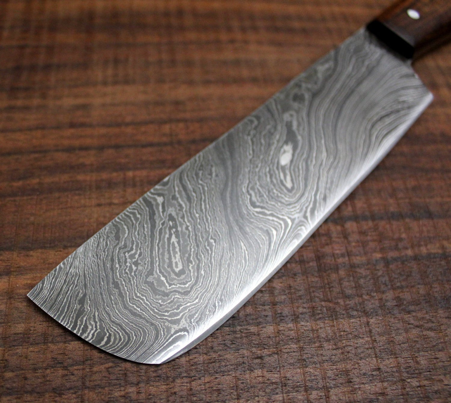 Custom Handmade Damascus Chef Knife Handle Rosewood With Leather Sheath - NB CUTLERY LTD