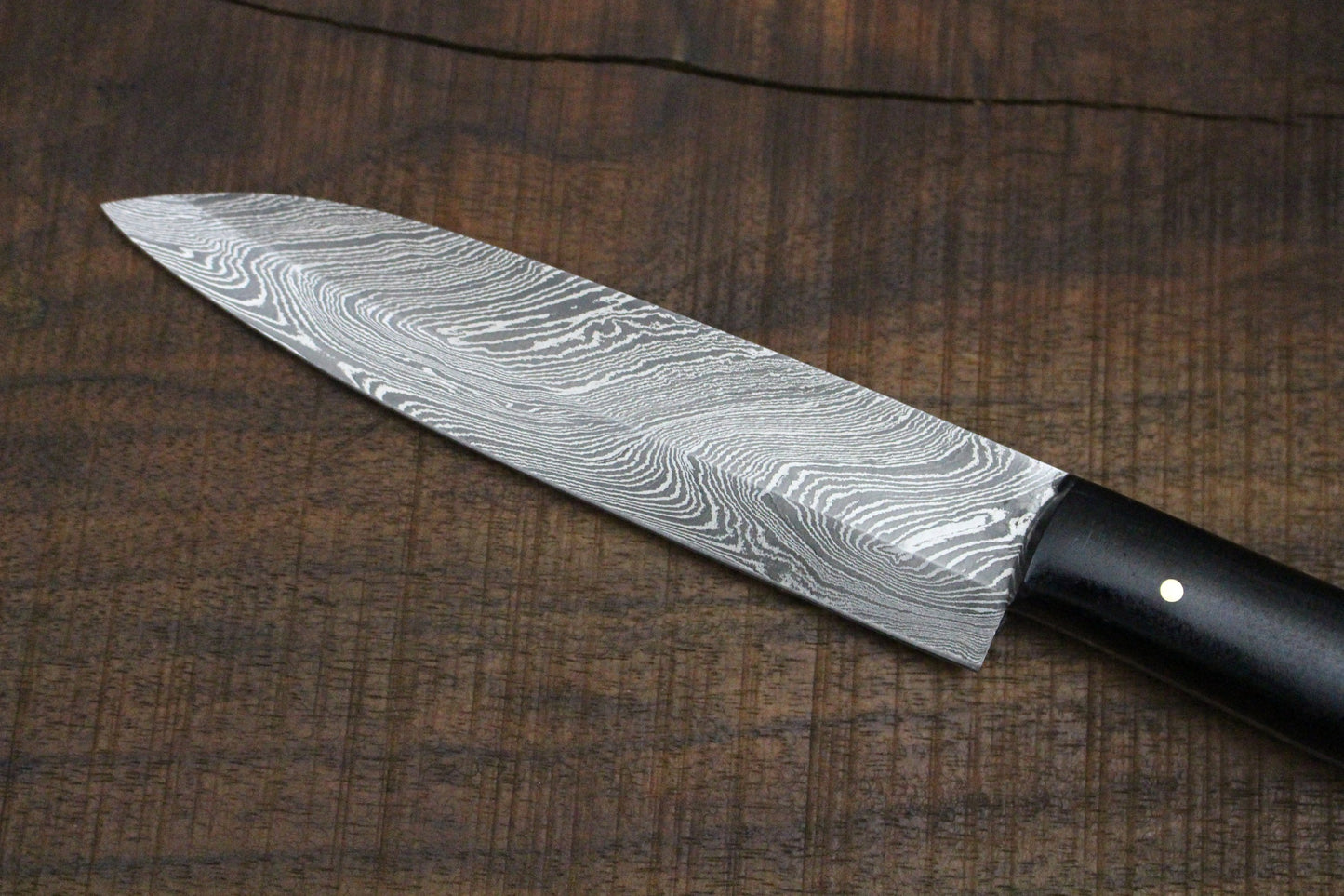 Custom Handmade Damascus Chef Knife Handle black Micarta With Leather Sheath - NB CUTLERY LTD