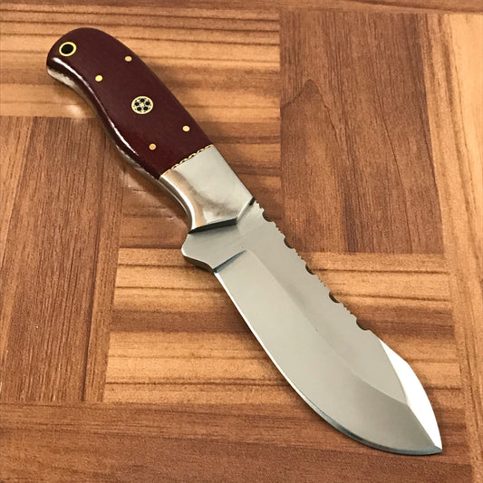 BEAUTIFUL RED HANDLE DAMASCUS STEEL KNIFE - NB CUTLERY LTD