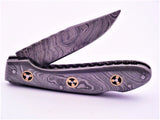 Full Damascus steel folding knife - NB CUTLERY LTD
