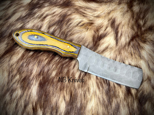 Handcrafted 1095 Steel Bull Cutter with Sculpted Blade & Pakka Wood Handle