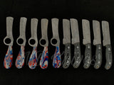 |NB KNIVES| CUSTOM HANDMADE LOT OF 10 COW BOY BULL CUTTER KNIVES WITH LEATHER SHEATH