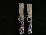 |NB KNIVES| CUSTOM HANDMADE LOT OF 2 COW BOY BULL CUTTER KNIVES WITH LEATHER SHEATH