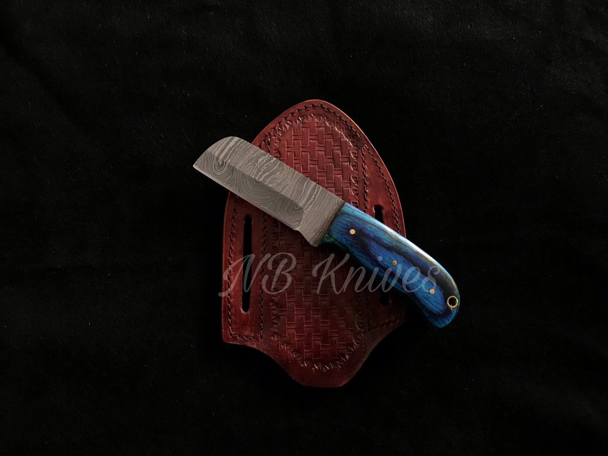 Custom Handmade Cowboy Knife – Exotic Wood Handle with Leather Sheath