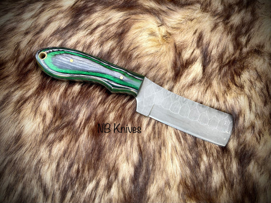 Handcrafted 1095 High Carbon Steel Bull Cutter with Sculpted Blade & Pakka Wood Handle