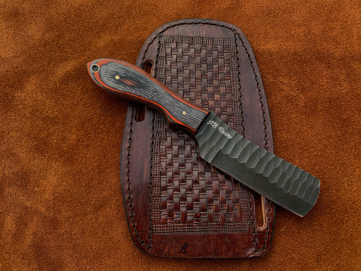 Pakka Wood Handle 1095 Steel Sculpted Blade Cowboy Bull Cutter Knife