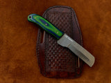 |NB KNIVES| CUSTOM HANDMADE DAMASCUS COWBOY BULL CUTTER KNIFE WITH LEATHER SHEATH