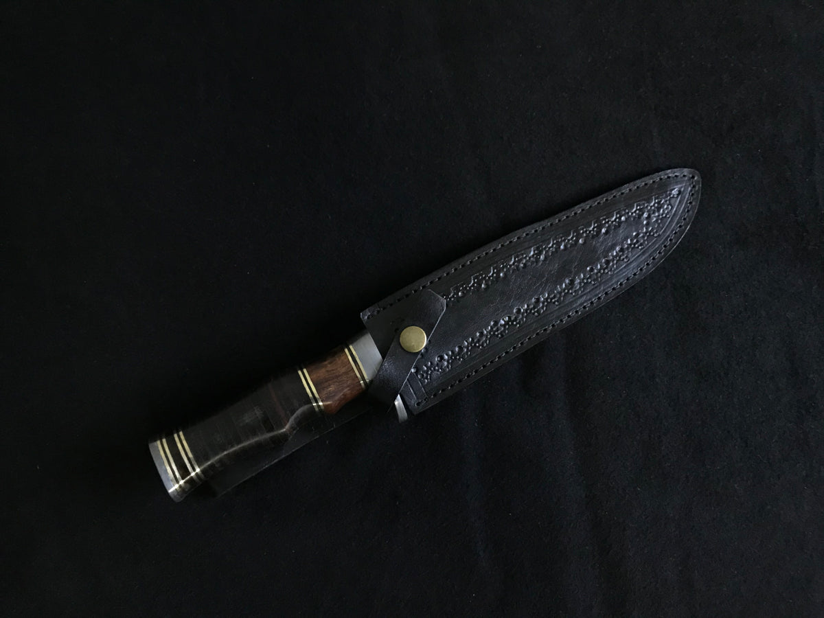 |NB KNIVES| CUSTOM HANDMADE DAMASCUS STEEL HUNTING KNIFE WITH LEATHER SHEATH