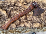 |NB KNIVES| Custom Gift Forged Carbon Steel Viking Axe with Rose Wood Shaft, Viking Bearded Camping Axe, Best Birthday&Anniversary Gift For Him,
