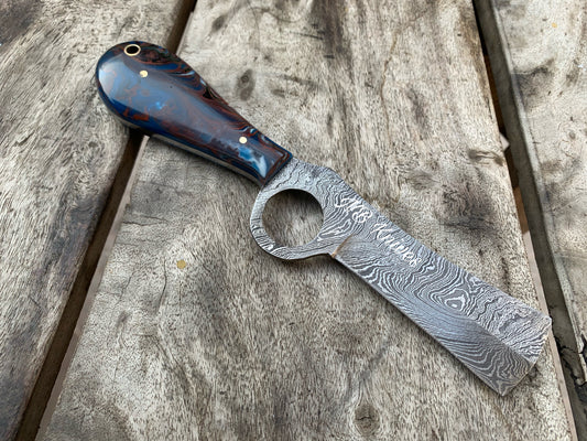 Handmade Cowboy Knife with Resin Handle & Leather Sheath