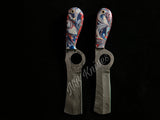 |NB KNIVES| CUSTOM HANDMADE LOT OF 2 COW BOY BULL CUTTER KNIVES WITH LEATHER SHEATH