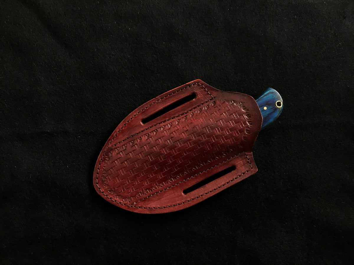Custom Handmade Cowboy Knife – Exotic Wood Handle with Leather Sheath