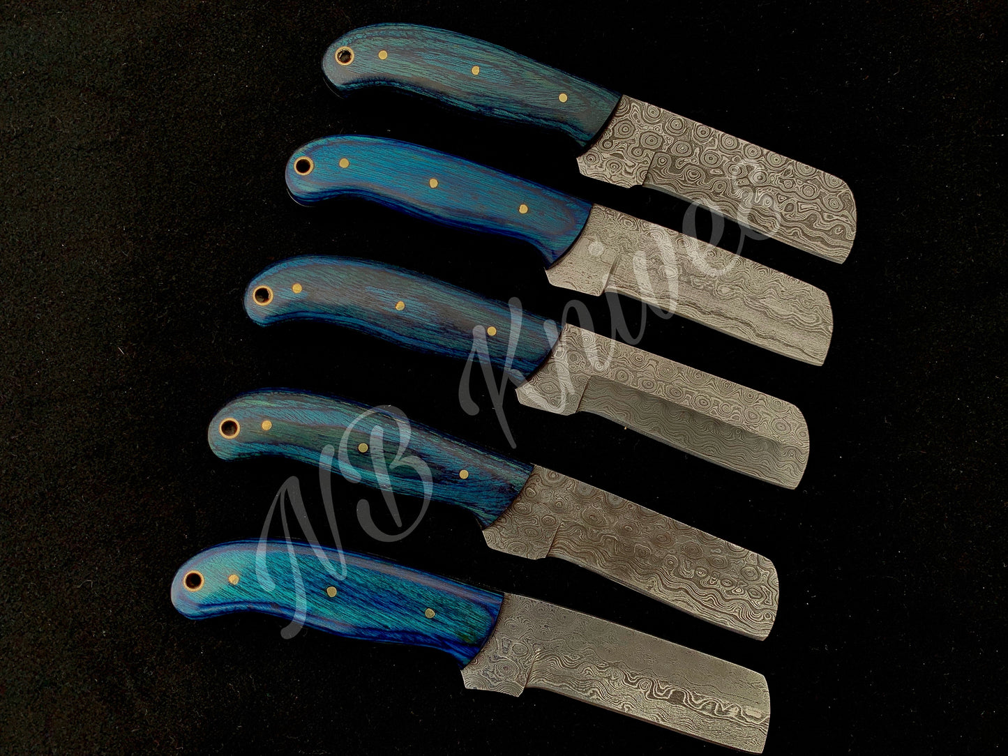 |NB KNIVES| CUSTOM HANDMADE LOT OF 5 COW BOY BULL CUTTER KNIVES WITH LEATHER SHEATH