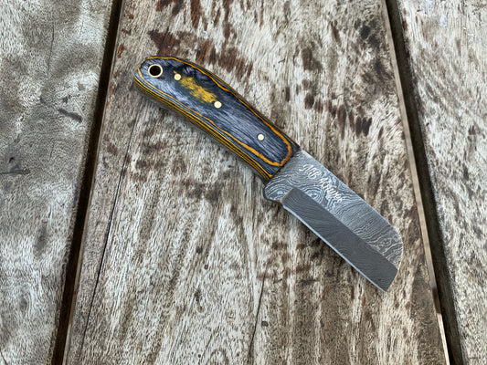 |NB KNIVES| CUSTOM HANDMADE DAMASCUS COWBOY BULL CUTTER KNIFE WITH LEATHER SHEATH