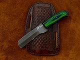 |NB KNIVES| CUSTOM HANDMADE DAMASCUS COWBOY BULL CUTTER KNIFE WITH LEATHER SHEATH