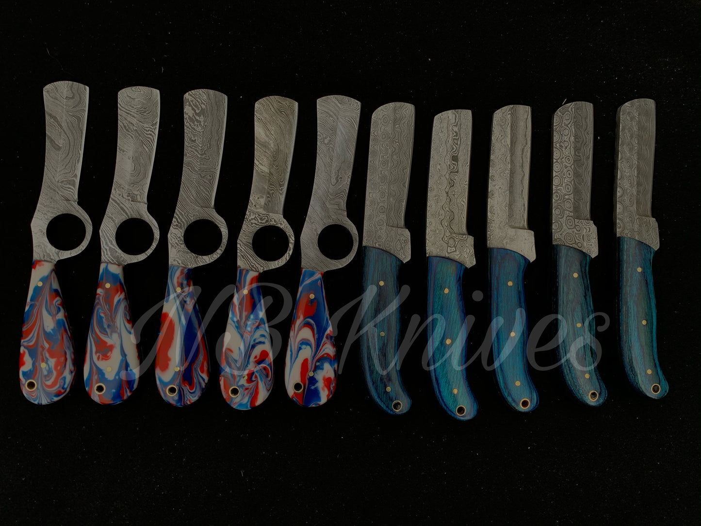 |NB KNIVES| CUSTOM HANDMADE LOT OF 10 COW BOY BULL CUTTER KNIVES WITH LEATHER SHEATH