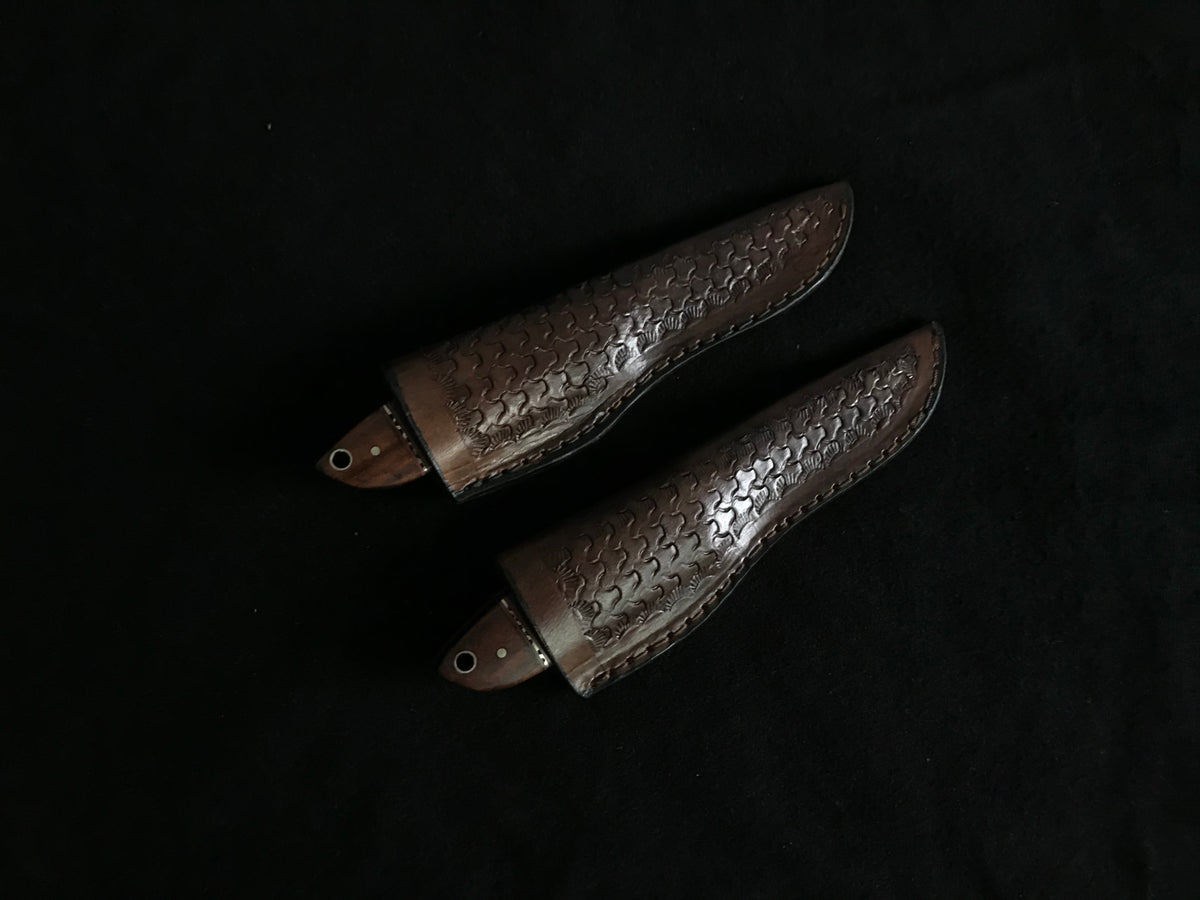 Handmade Damascus Hunting Knife Set with Rosewood & Micarta Handles