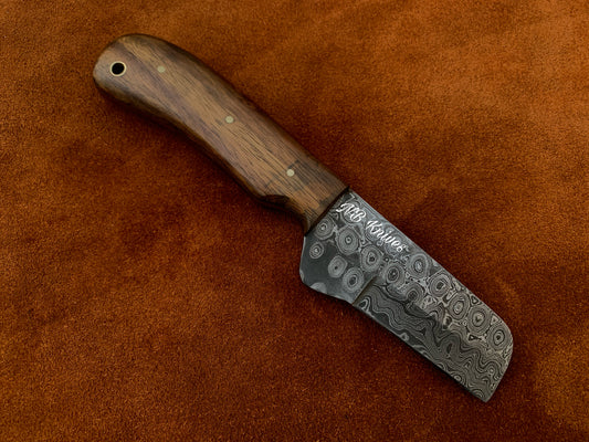 Rosewood Handle Cowboy Bull Cutter Knife with Leather Sheath