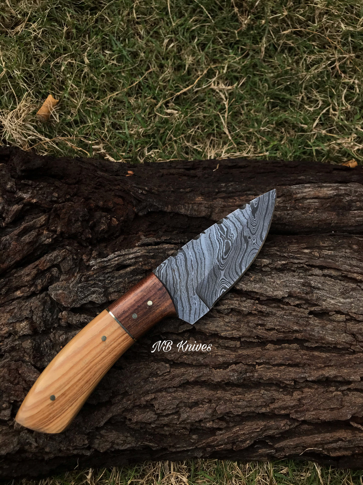 |NB KNIVES| CUSTOM HAND FORGED DAMASCUS STEEL HUNTING KNIFE "OLIVE WOOD"