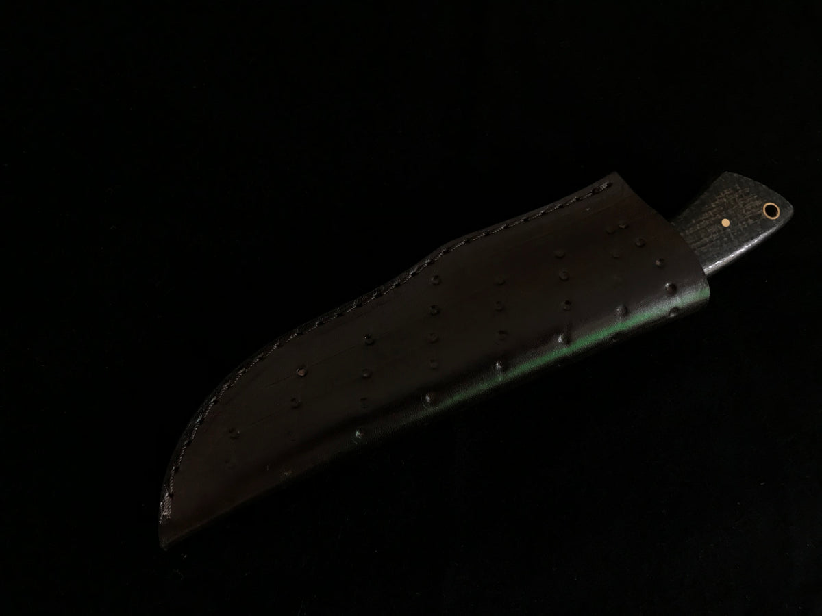 Damascus Skinner Knife with Micarta Handle & Leather Sheath