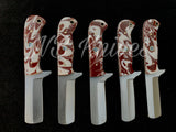 |NB KNIVES| CUSTOM HANDMADE LOT OF 5 COW BOY BULL CUTTER KNIVES WITH LEATHER SHEATH
