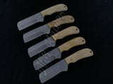 |NB KNIVES| CUSTOM HANDMADE LOT OF 5 COW BOY BULL CUTTER KNIVES WITH LEATHER SHEATH