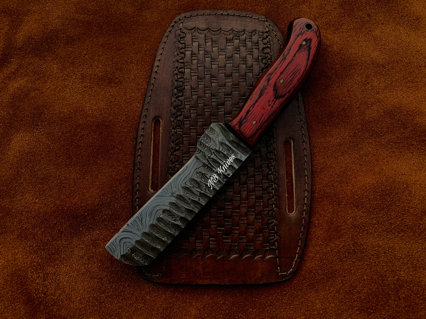 |NB KNIVES| CUSTOM HANDMADE COWBOY BULL CUTTER KNIFE WITH LEATHER SHEATH