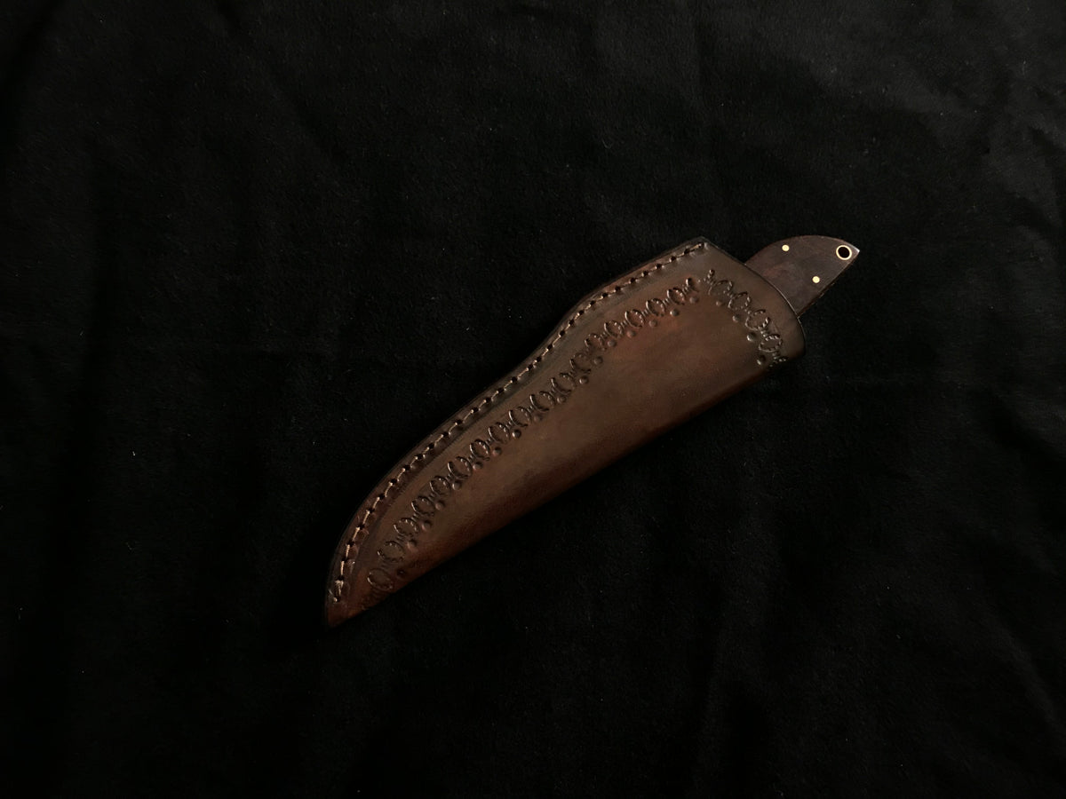 Twisted Damascus Skinner Knife with Rosewood & Hardwood Bolster